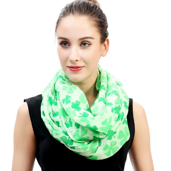 Four Leaf Clover Shamrock Print Women's Infinity Scarf St Patrick Day