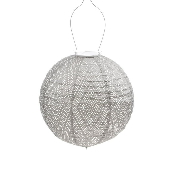 Esschert Design Round LED Lighted Ikat Lantern - 17.5" - Taupe Gray