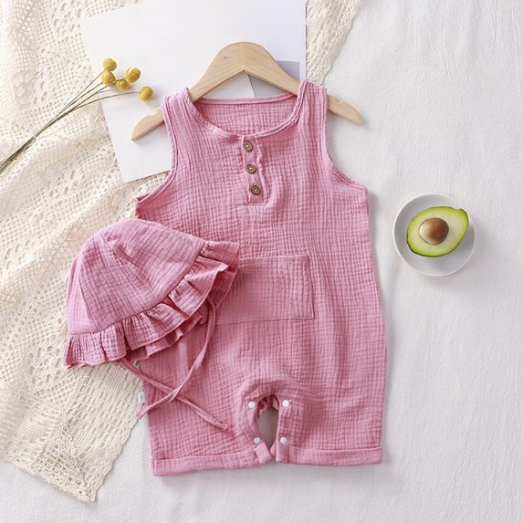 Staki Infant Baby Boy Jumpsuit Sleeveless Straps Romper Bib Pants One Piece Overalls Plaid Outfit 3M 6M 9M Pink,9-12 Months
