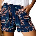 thumbnail image 3 of Pantalones cortos con estampado de cintura alta para mujer, pantalones cortos informales elegantes con cordón en la cintura elástica y bolsillos laterales, 3 of 5