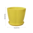thumbnail image 3 of Leodye 1PCS Plastic Flower Plant Pot with Drainage Hole and Matching Tray Lightweight Decorative Planter for Indoor Succulents Herbs Planting -6.3×5.12in, 3 of 6