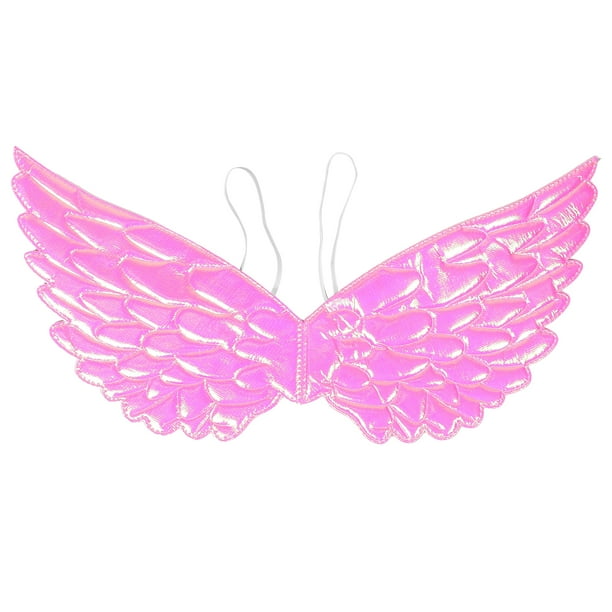 KAKOWELY Alas de ángel y halo para disfraz, alas flotantes con correas elásticas para fiestas infantiles, niños, niñas, Navidad, color rosa.