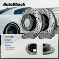 thumbnail image 3 of AutoShack Front Vented Drilled & Slotted E-Coated Brake Rotors Black Finish + Ceramic Pads + Hub Bearing Assembly 8-PC Brake Kit Replacement for 2007 Nissan TITAN NightGuard 13.77" (349.7 mm), 3 of 5