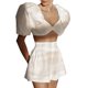 thumbnail image 1 of Txlixc Blusa de mujer, cuello V oscuro de color sólido, manga corta, blusa de pecho bajo, adecuada para el verano Txlixc moda, 1 of 7
