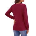 thumbnail image 5 of Fantaslook Tops for Women V Neck Long Sleeve Blouses Eyelet Casual Fall Shirts Trendy, 5 of 9