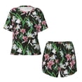 thumbnail image 4 of Naloa Lilies Flowers Women's Short-Sleeved Pajama Set, Loungewear, Summer pajamas, Breathable Cozy - X-Large, 4 of 9