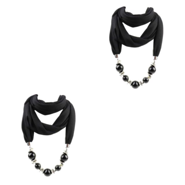 relayinert Wide Application Pendant Scarf Necklaces Beautiful And Elegant Fashion Accessory black 2Set