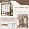 thumbnail image 3 of FFZ Farmhouse Hall Tree with Arched Design, Walnut Bench and 5 Hooks, White, 3 of 14