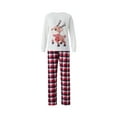 thumbnail image 3 of Sunisery Christmas Family Matching Pajamas Clothes Outfits for Couples Dog Owner Long Sleeve T-Shirt + Plaid Trouser Elk Xmas Pjs, 3 of 7