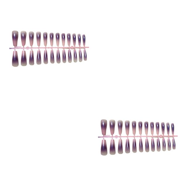 Puntas de uñas artificiales Seitruly 24 piezas superficie brillante diseño de ataúd Type6