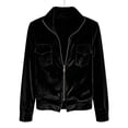 thumbnail image 5 of Sheghy Lapel Jacket for Women Solid Flap Pocket Zip Front Long Sleeve Fall Winter Black S, 5 of 6