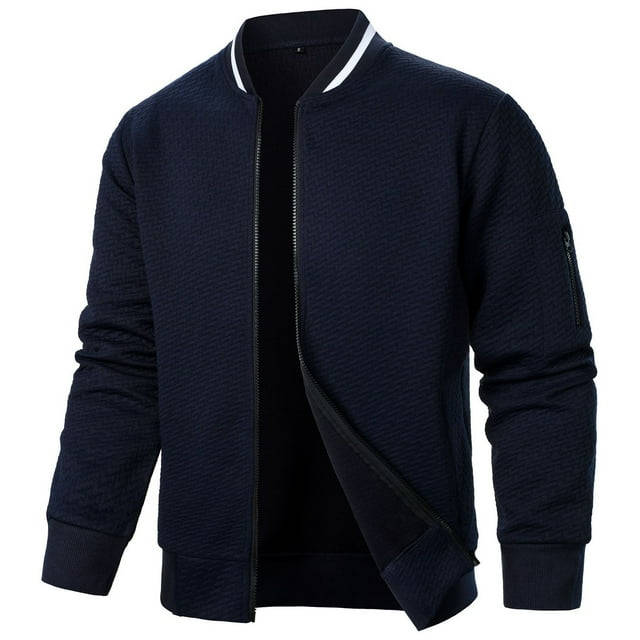 pstuiky Camisas casuales de manga larga para hombre, Chaqueta de manga larga con cuello alto y cremallera de color liso para hombre camisetas de hombre l