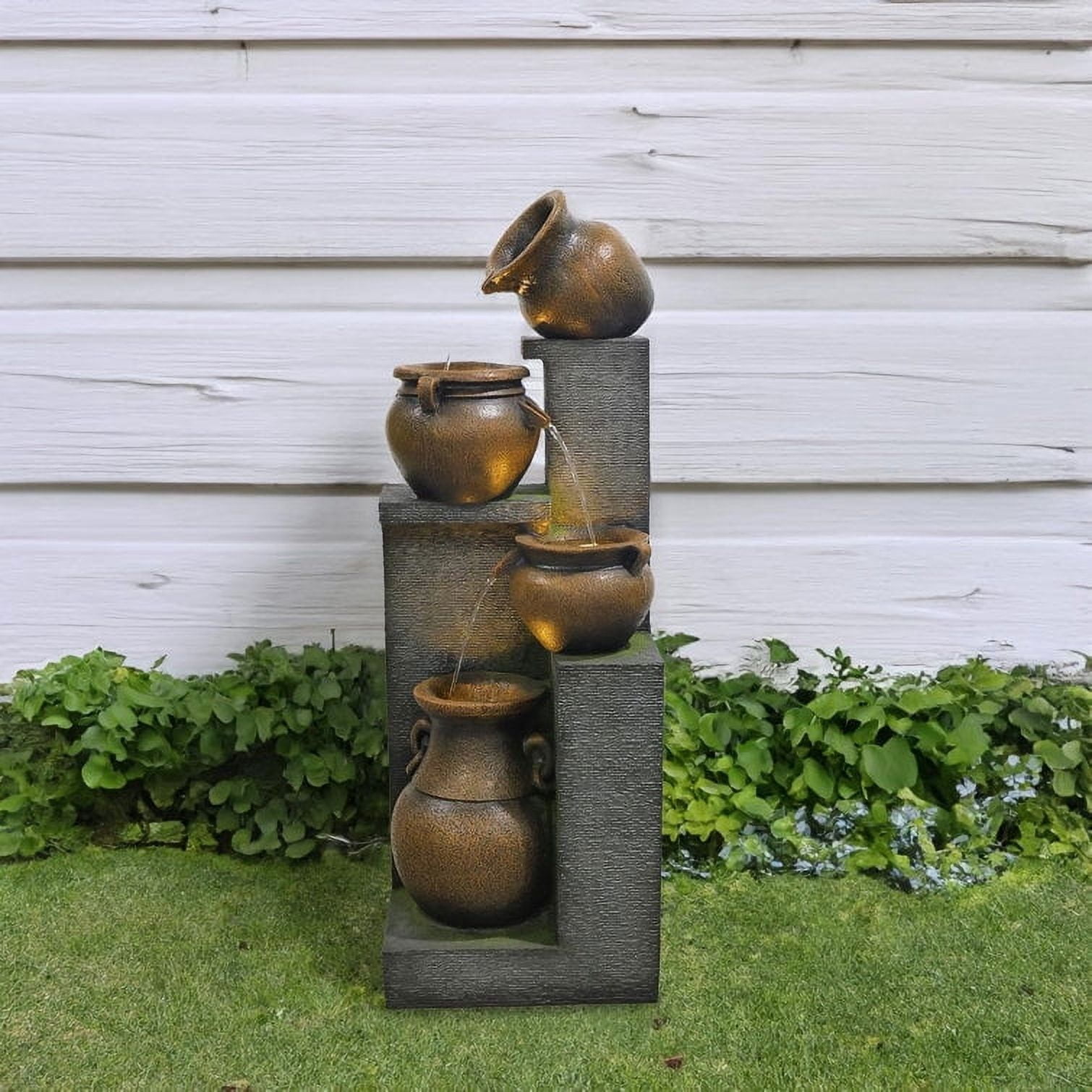 Fountain 4 Tiered Floor Standing Outdoor Water Fountains and Waterfalls for Garden