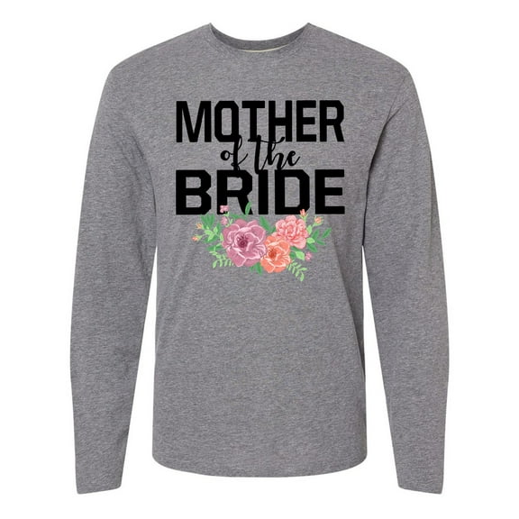 Inktastic Mother of the Bride with Flower Illustration Long Sleeve T-Shirt
