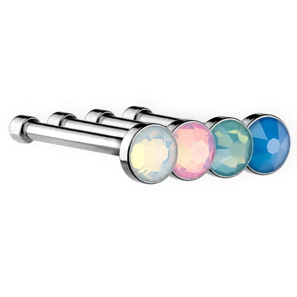 4 pc.Nose Stud Ring Bone Body Piercing Jewelry Opalite 20ga 316L Surgical Steel