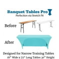 thumbnail image 2 of Turquoise Spandex 6 Foot x 18 Inches - Narrow Classroom Open Back Rectangular Training Table Fitted Tablecloth, 2 of 3