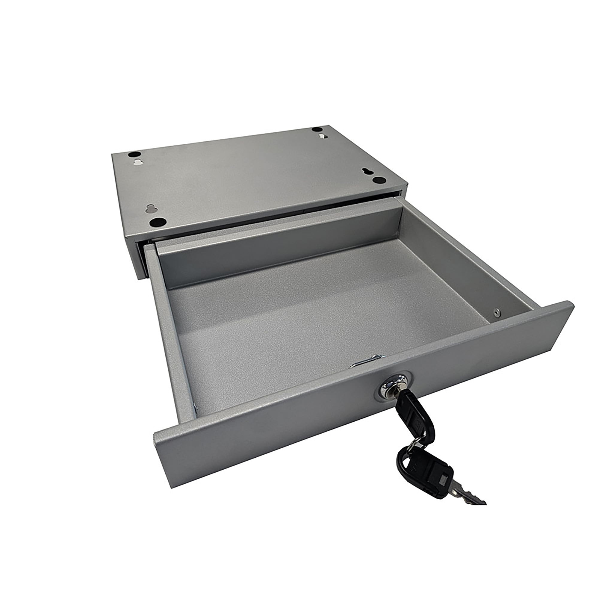 We're It Under Desk Drawer - Locking Metal Storage Drawer with Key, Hidden Under-Surface Mount for Office Supplies & Valuables (Brushed Silver)