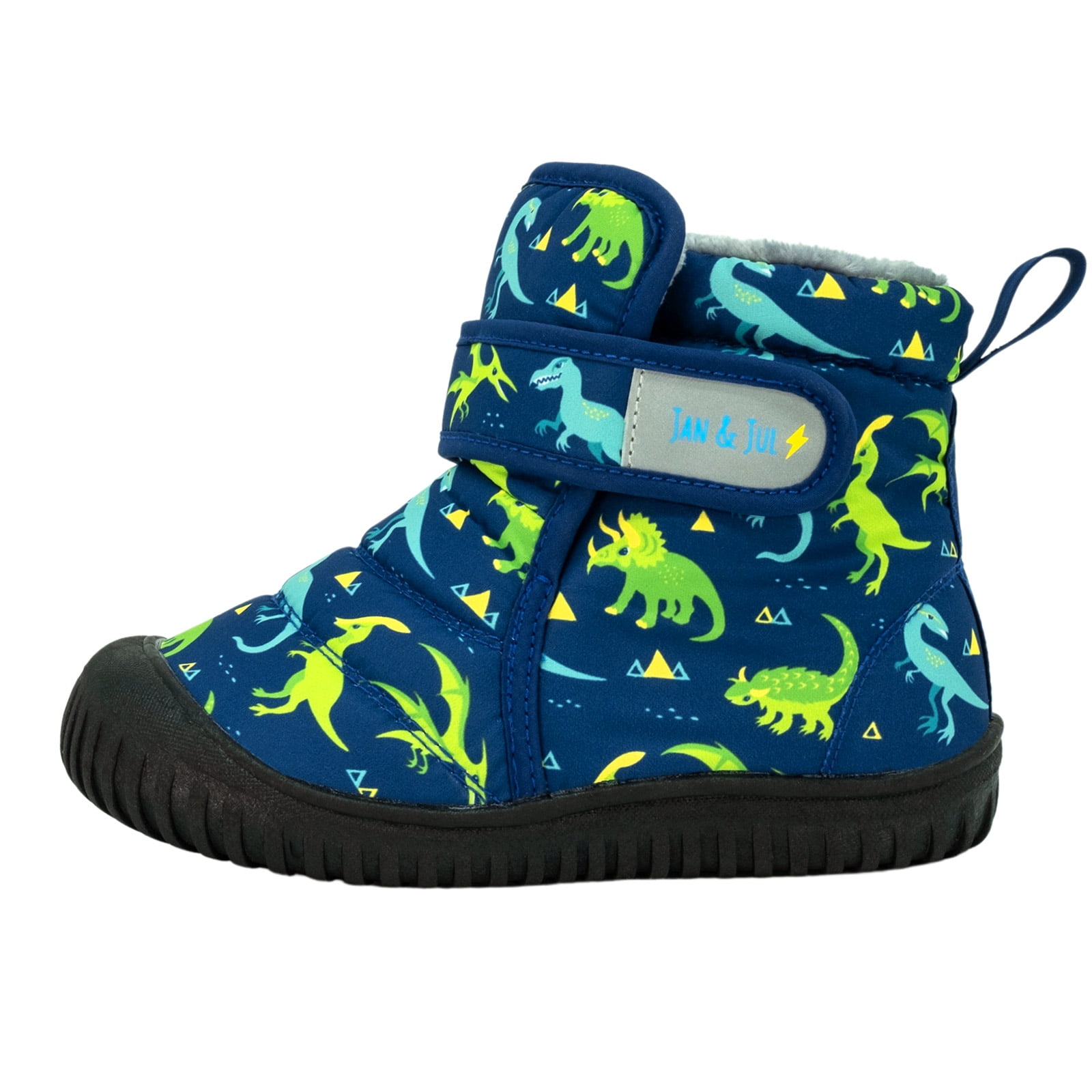 JAN & JUL Toddler Boys Snow Boots Adjustable (Dinoland, Size 7 Toddler