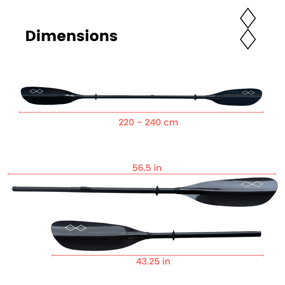 Diamond Lite Equipment Leverlock® Adjustable Kayak Paddle 2-Piece KLL 3K Carbon