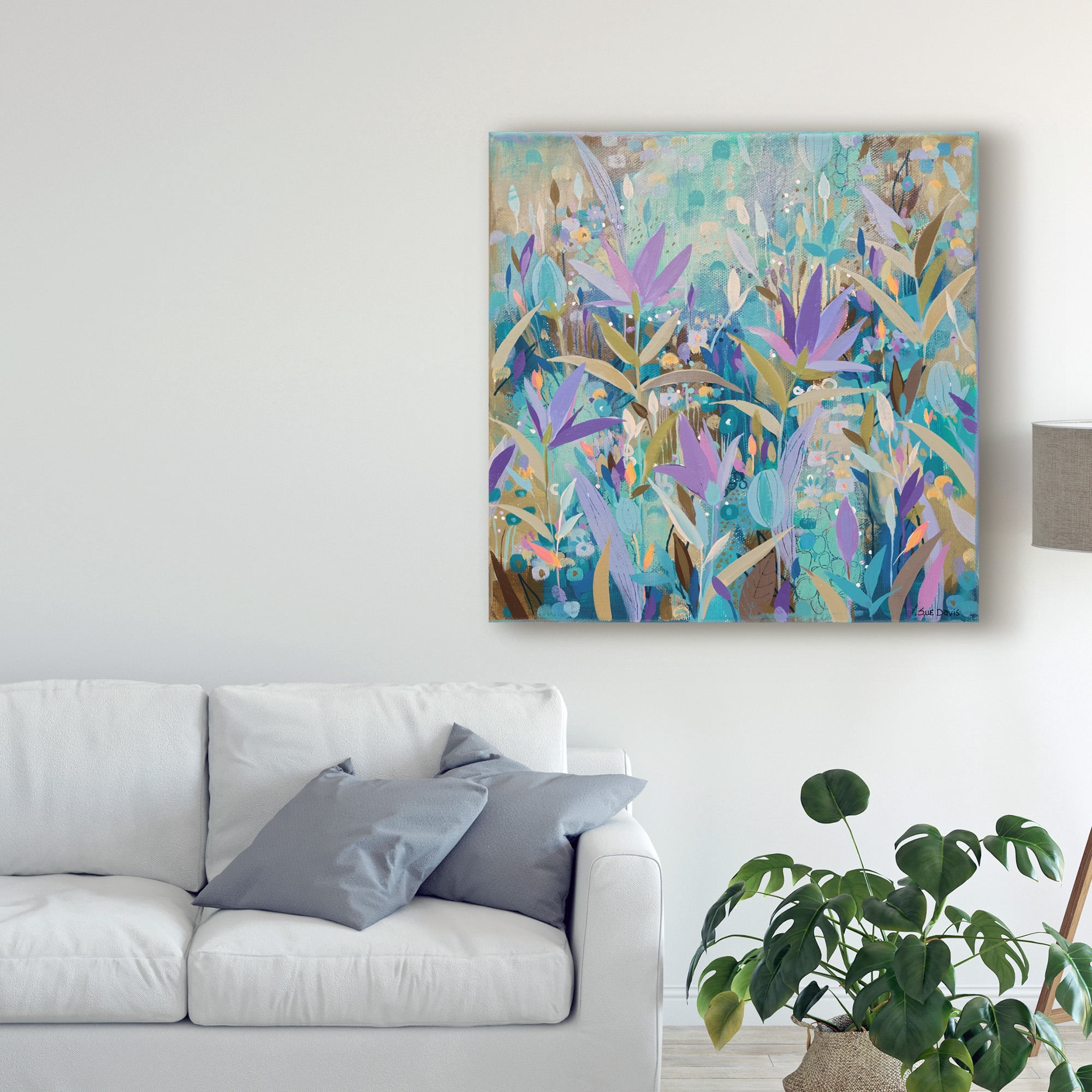 Trademark Fine Art 'Purple Garden Abstract Modern' Canvas Art by Sue Davis