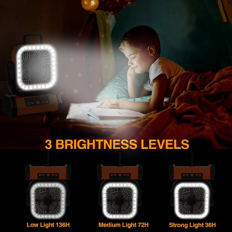 Multifunctional 30000mAh Camping Fan with LED Light, Bluetooth Speaker & Remote, USB-C Rechargeable, for Emergency, Travel, Outdoor, Tent, Home, Office