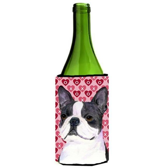 Boston Terrier Hearts Love Valentines Day Wine bottle sleeve Hugger