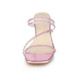 thumbnail image 6 of BLISSFUL STEP Women's Slide Sandal Rhinestone Strappy Square Toe Kitten Heel Slide Sandals Pink 7.5, 6 of 8