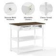 thumbnail image 3 of Kitchen Island Wood Top - Storage Island Cart, White/Dark Brown, 42" Wide, Transitional Design, 3 of 5