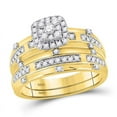 thumbnail image 2 of Solid 14K Yellow Gold His and Hers Trio Three Rings Set Real Natural Diamond Solitaire Matching Rings Wedding Band Set 3/4 Carat ( .74 Cttw ) - (L = 8, M = 11.5), 2 of 6