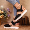 thumbnail image 6 of EliteGoogv Womens Wedge Sandals Closed Toe Platform Sandals Flock Upper Woven Bottom On Sandals For Women Large Size Summer Beach Shoes Black US :8.5, 6 of 9