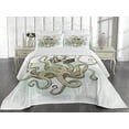 thumbnail image 2 of Ambesonne Cartoon Quilted Coverlet 3 Pcs, Pirate Ship Greek Myth, King Size, Tan Pale Green, 2 of 4