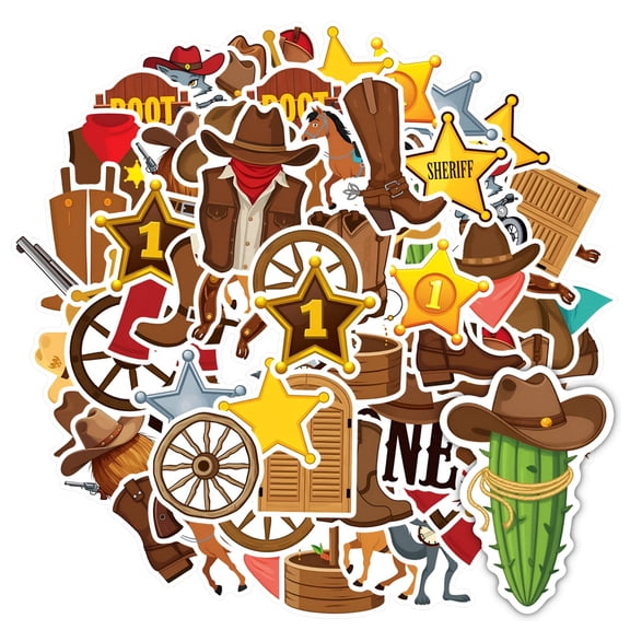 35pcs-50pcs Western Stickers Stationery Stickers Rodeo Animal Stickers PVC Sticker for Luggage Phone Guitar