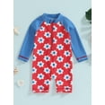 thumbnail image 2 of FEORJGP Infant Baby Girl Summer Zipper Swimsuits Long Sleeves Swimwear Jumpsuit Half Stand Collar Bodysuit Floral Print Rompers Beachwear for Toddler Bathing Suits, 2 of 9