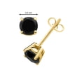 thumbnail image 2 of Mauli Jewels Ear Rings for Women 0.3 Carat Round Black Diamond Solitaire Stud Earrings Carat 14K Yellow Gold 4-prong, 2 of 5
