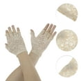 thumbnail image 2 of Unique Bargains 1 Pair Sunblock Fingerless Gloves Floral Half Finger Sun Block Driving Gloves for Women Nude, 2 of 5