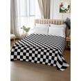 thumbnail image 2 of Black White Plaid California King Size Flat Sheet, Wrinkleproof & Fadeproof Cooling Flat Bed Sheet Only, Modern Buffalo Check Gingham Art Breathable Soft Bedding Top Sheets 108 x 98 Inches, 2 of 8