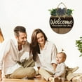 thumbnail image 5 of Eveokoki 12" Welcome Sign for Front Door,Decor for Farmhouse Porch Decorations, Rustic Welcome Wreaths Sign with Stapled Greenery, Round Wooden Hanging Sign Housewarming Gift, 5 of 5