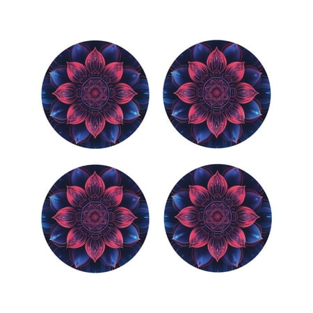 

Tideii Bohemian Vintage Pattern for Leather Coasters 4 Pieces Anti-fouling and Anti-scalding Decorative Coasters Suitable for Restaurants Kitchens Coffee Shops-Round Shape