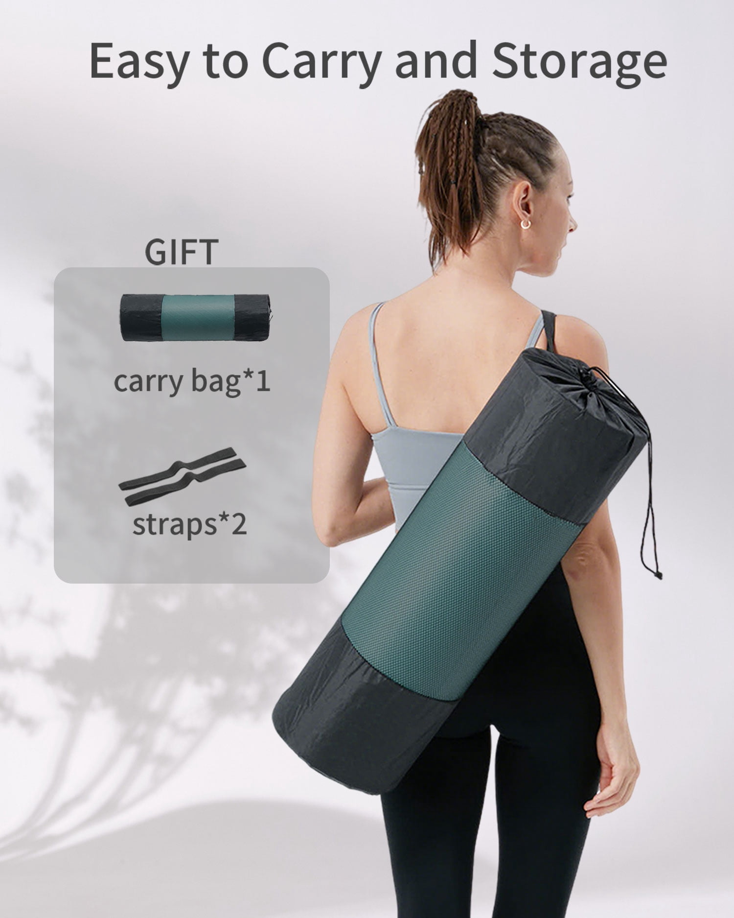 YR Yoga Mat Thick 4/5" High Density NBR Exercise Mat for Home Gym Workout, 76"X24" Green