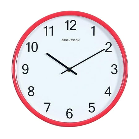 Easy To Read Large Silent Wall Clock Battery Powered Analog Wall Clock For Office Outdoor Indoor, Metal Frame & Glass Surface