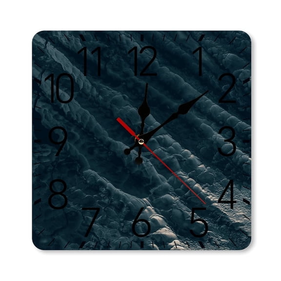 RKSupls 10×10inch Square Silent Wall Clock Wooden Frame, Abstract Marble Wave Pattern Scale Decorative Clock for Home Bedroom Living Room Office