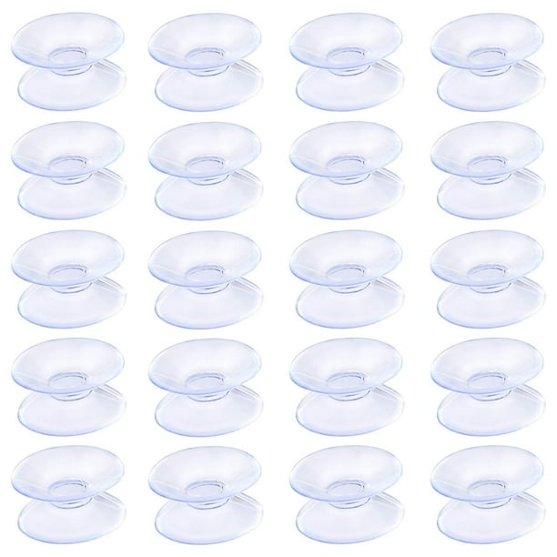 Rawiri Ventouses doble cara 2 cm Ventouse en plástico PVC transparente para espejo de mesa de cristal, paquete de 20