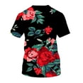 thumbnail image 2 of Graphic Print Tees T Shirt Short Sleeve Floral Tee Shirt Tops Unisex Flowers Tshirt Birds T-shirts Crewneck for Men Women Teens, 2 of 3