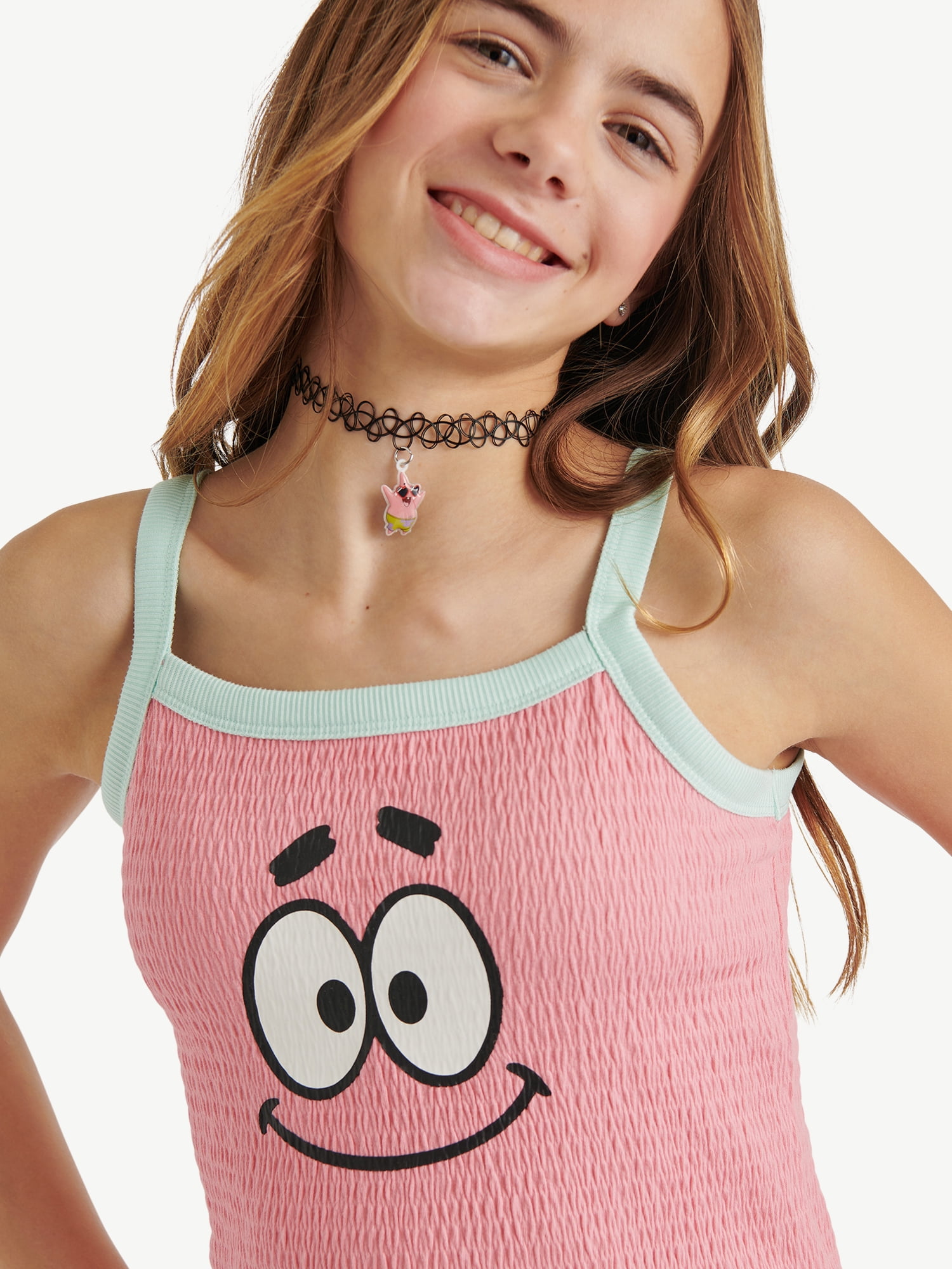 SpongeBob X Justice Girls Smocked Tank, Sizes XS - XLP