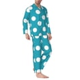 thumbnail image 2 of Balery Sky Blue And White Polka Dot Pijama para Hombre de Dos Piezas con Manga Larga, Conjunto de Dormir y Descanso Suave con Bolsillos-Small, 2 of 6