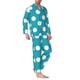 thumbnail image 2 of Balery Sky Blue And White Polka Dot Pijama para Hombre de Dos Piezas con Manga Larga, Conjunto de Dormir y Descanso Suave con Bolsillos-Small, 2 of 6