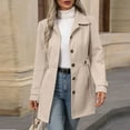 thumbnail image 4 of FRSASU Women Winter Long Sleeve Jacket Fashion Hoodless Solid Slim Thickening Warm Coats Beige XL(XL), 4 of 9