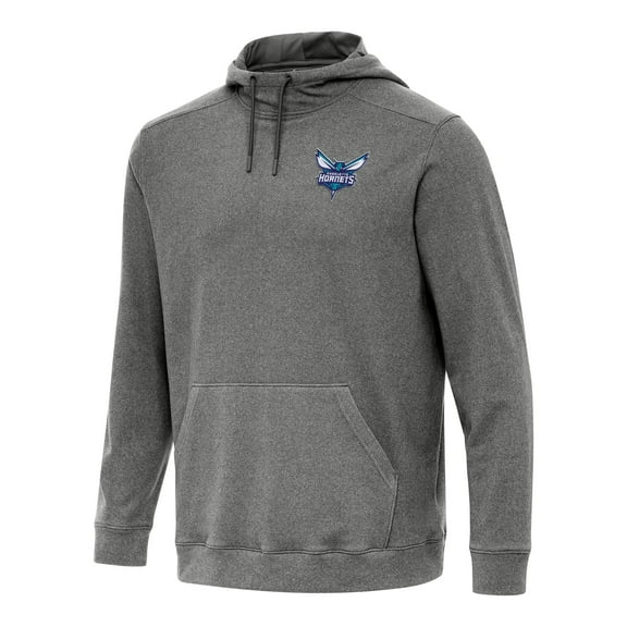 Men's Antigua Heather Black Charlotte Hornets Cloud Pullover Hoodie