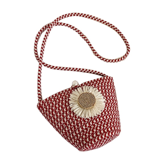 JHyouerji Beach Bags for Women Red Straw Tote Bag Beach Straw Bag Large Woven Handbag Summer Beach Bag