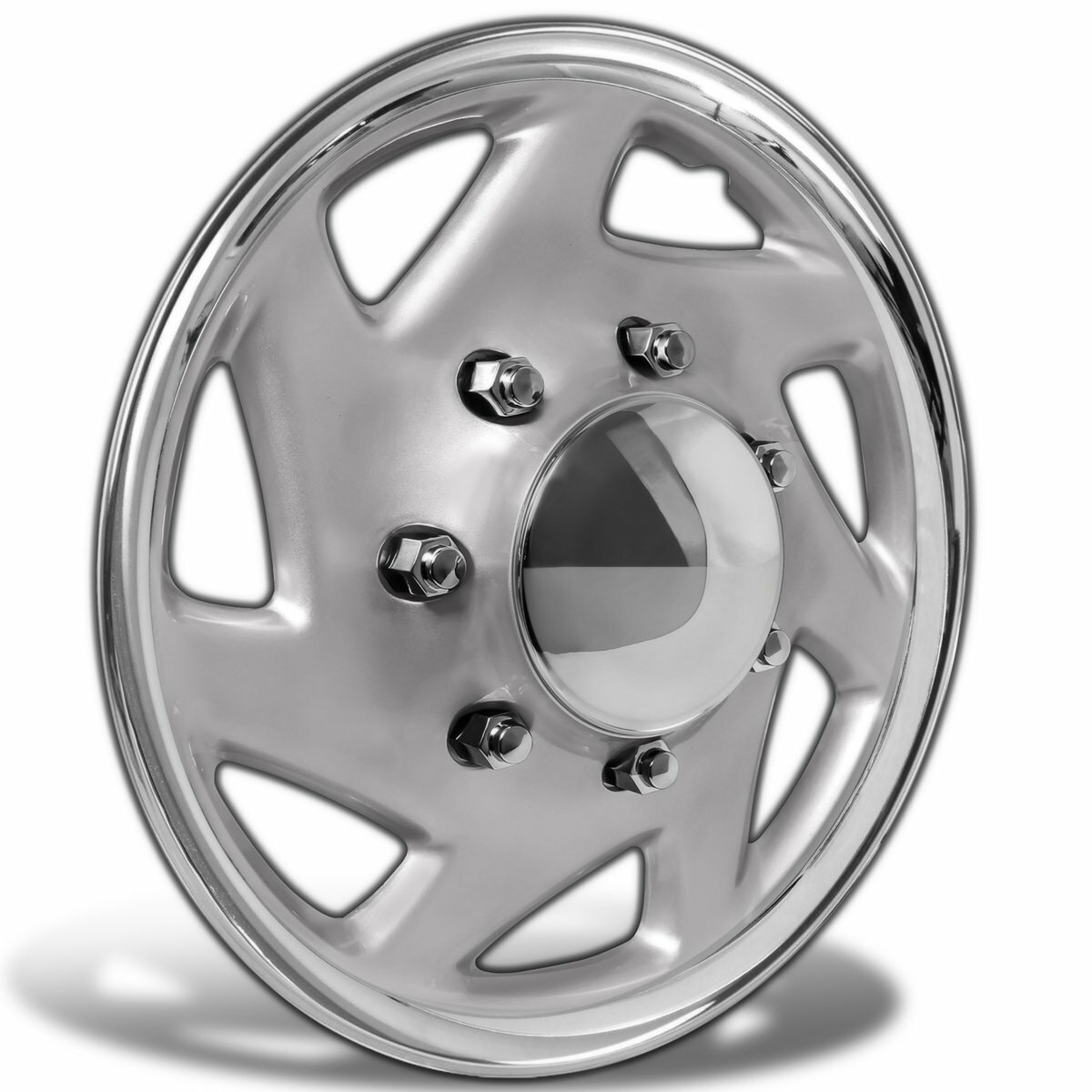 Fuel Rider Set of 4 16 inch Silver-Chrome Ring Snap-On Hubcaps Compatible With Select Ford Econoline, Super Duty, Excursion ?Trucks, Van, Club Wagon